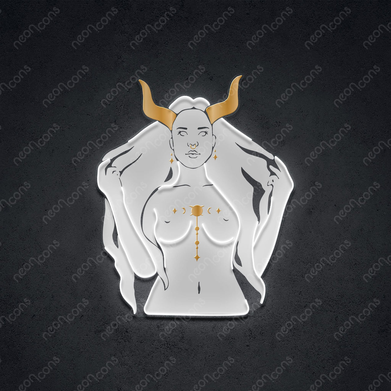 "Taurus Goddess" LED Neon x Print x Reflective Acrylic 60cm (2ft) / Neon x Acrylic Print with Reflective Acrylic by Neon Icons