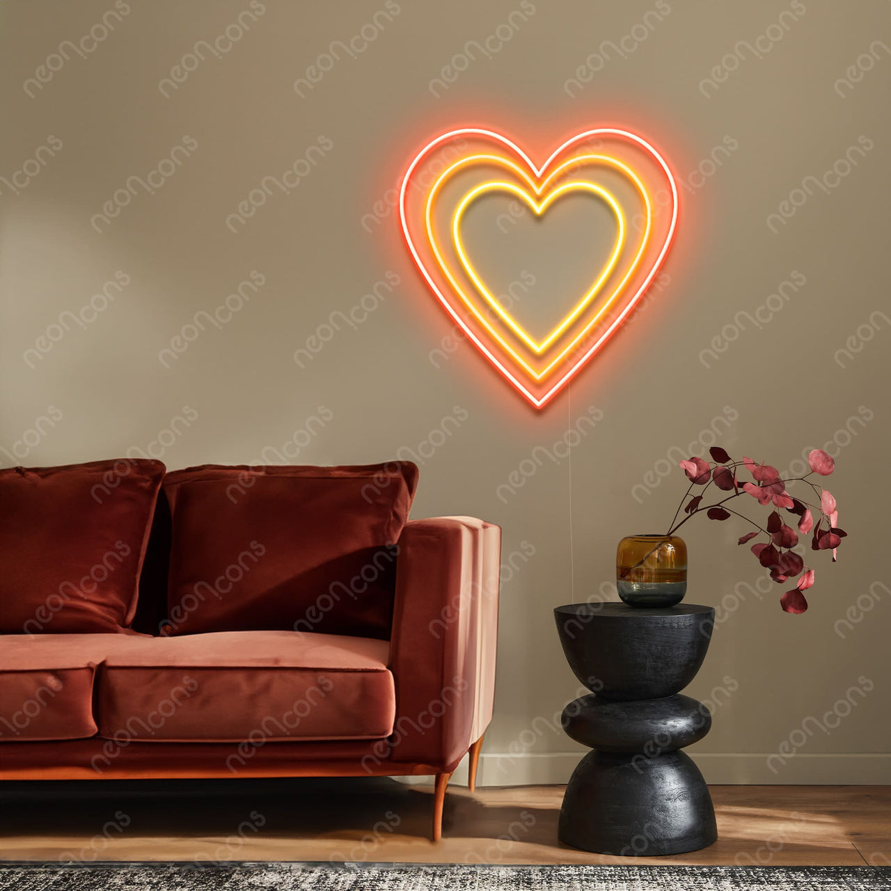 "Triple Hearts" LED Neon by Neon Icons