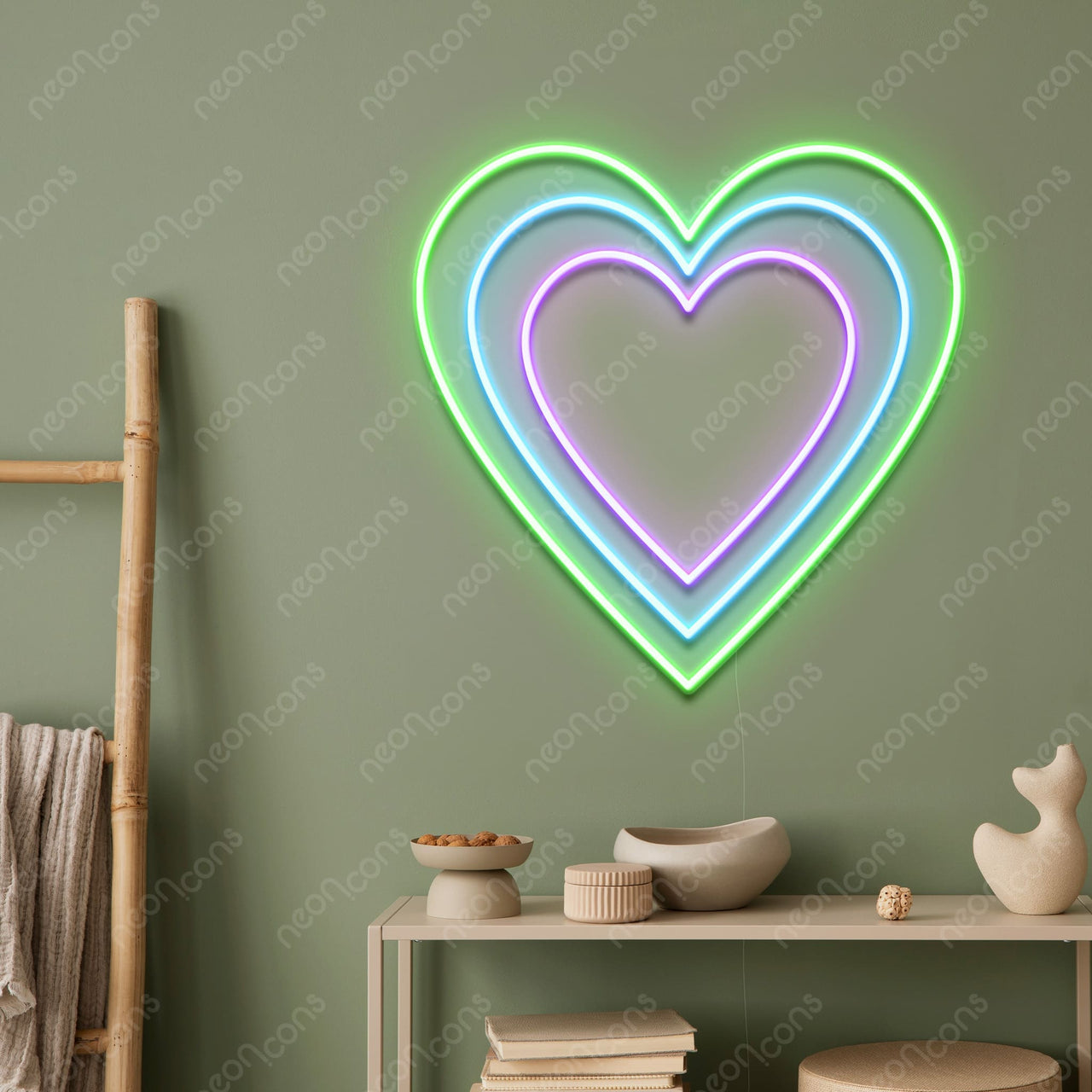 "Triple Hearts" LED Neon by Neon Icons