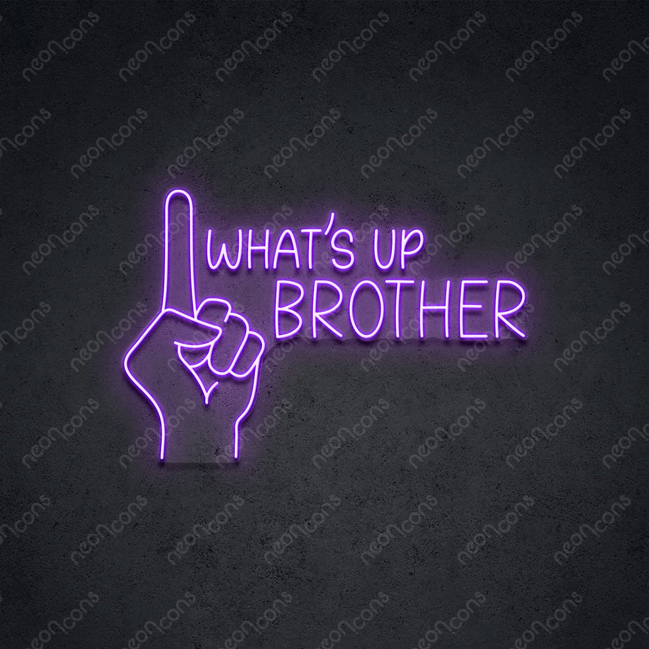 "What's Up Brother" LED Neon 45cm (1.5ft) / Purple / LED Neon by Neon Icons