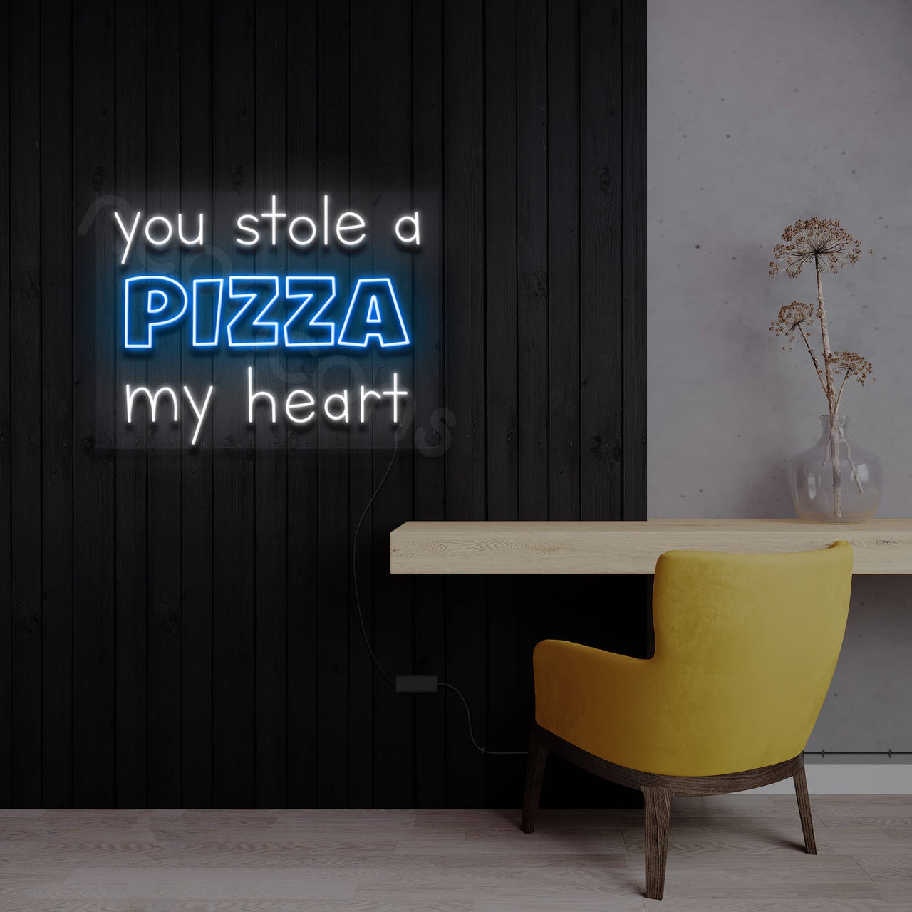 "You Stole" Neon Sign 60cm (2ft) / Ice Blue / LED by Neon Icons