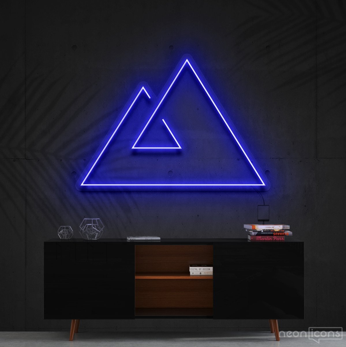 "Abstract Mountains" Neon Sign 60cm (2ft) / Blue / Cut to Shape by Neon Icons