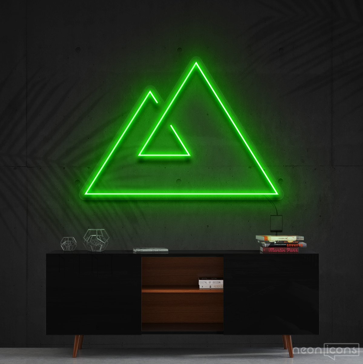 "Abstract Mountains" Neon Sign 60cm (2ft) / Green / Cut to Shape by Neon Icons