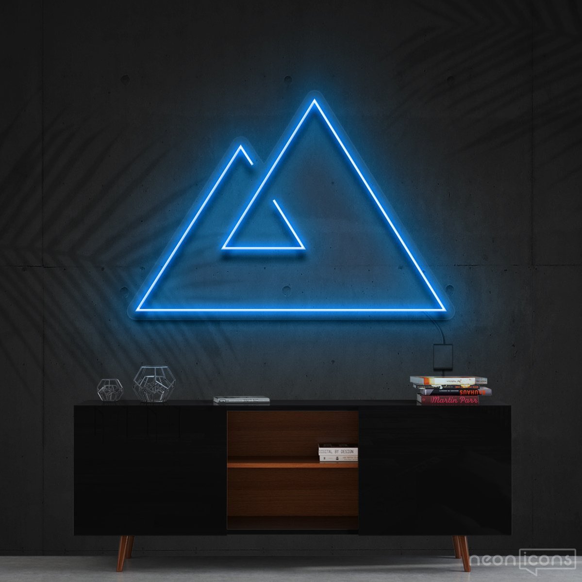 "Abstract Mountains" Neon Sign 60cm (2ft) / Ice Blue / Cut to Shape by Neon Icons