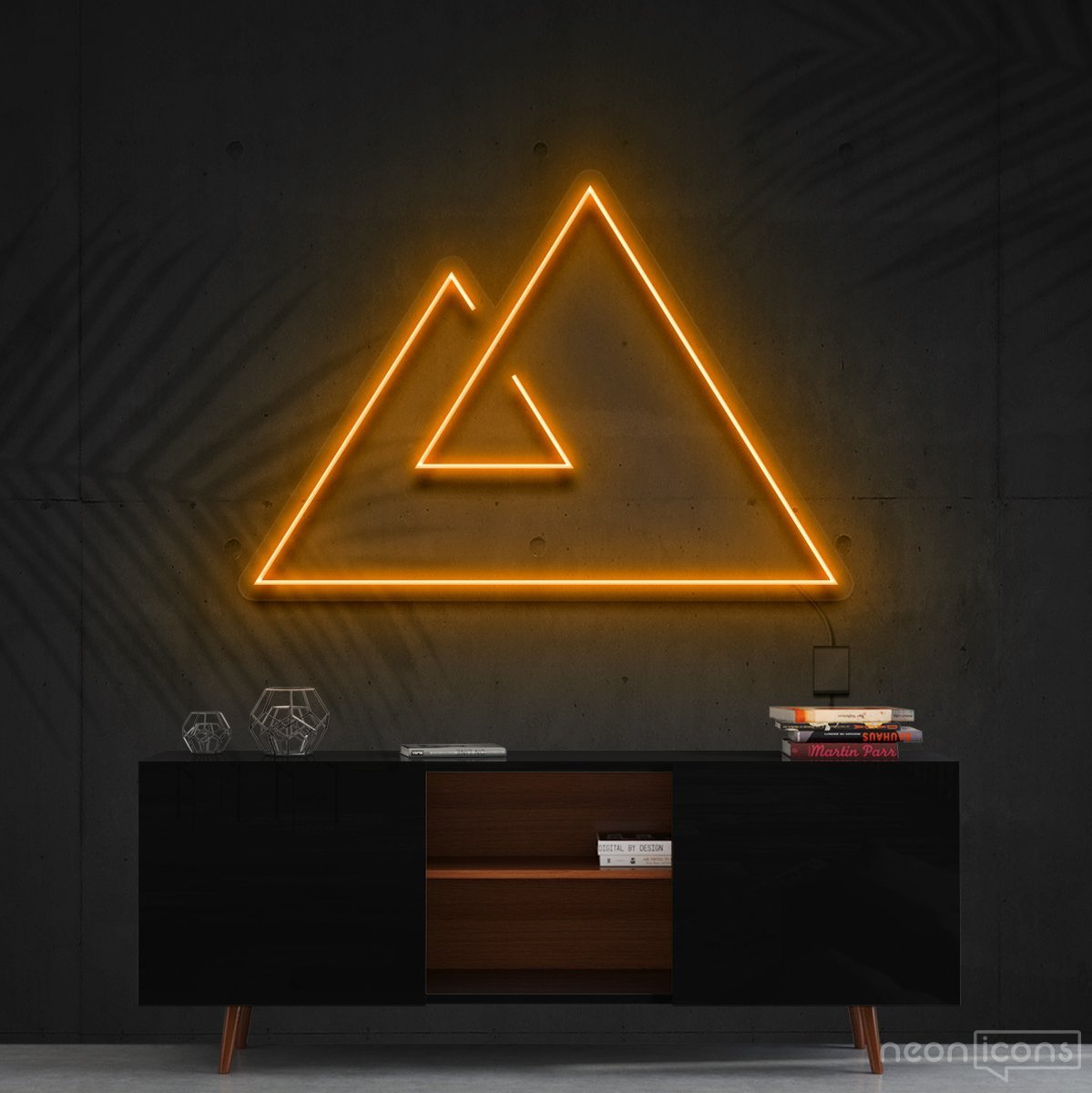 "Abstract Mountains" Neon Sign 60cm (2ft) / Orange / Cut to Shape by Neon Icons