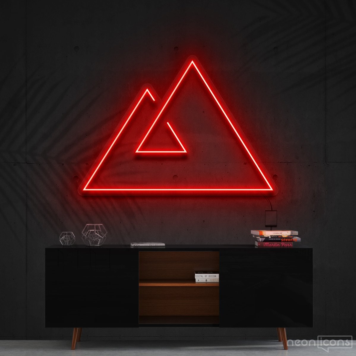 "Abstract Mountains" Neon Sign 60cm (2ft) / Red / Cut to Shape by Neon Icons
