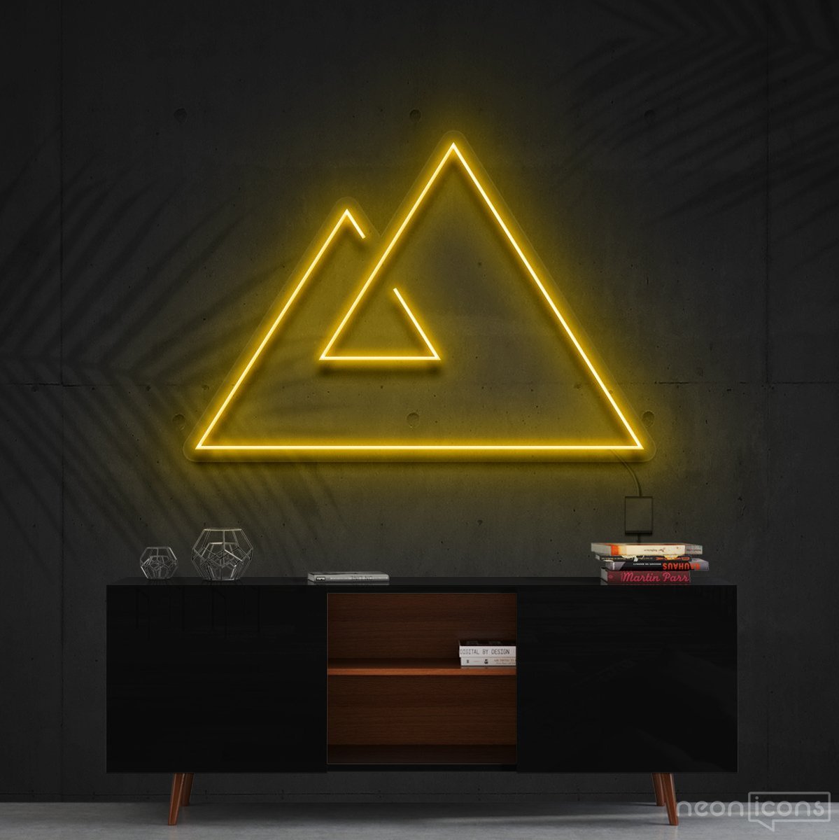 "Abstract Mountains" Neon Sign 60cm (2ft) / Yellow / Cut to Shape by Neon Icons