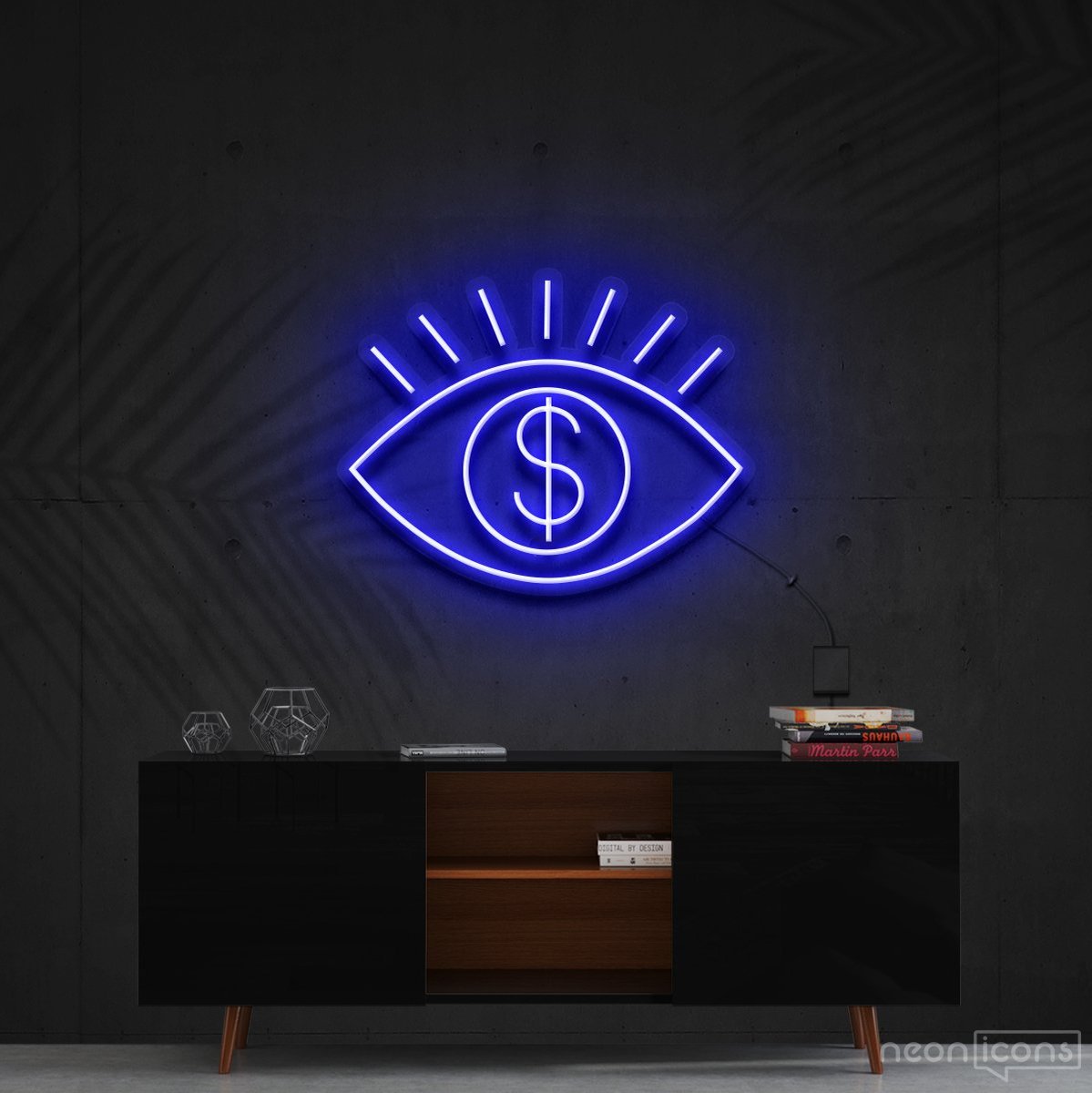 "All Eye See Is Money" Neon Sign 60cm (2ft) / Blue / Cut to Shape by Neon Icons