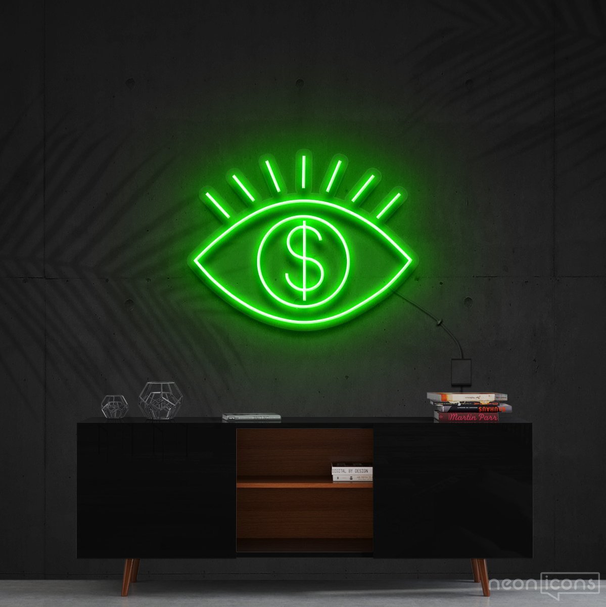 "All Eye See Is Money" Neon Sign 60cm (2ft) / Green / Cut to Shape by Neon Icons