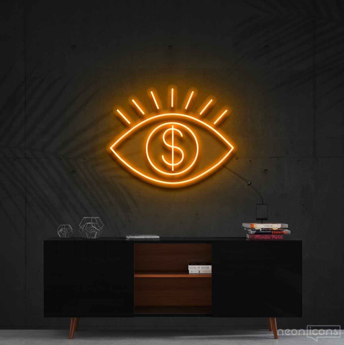 "All Eye See Is Money" Neon Sign 60cm (2ft) / Orange / Cut to Shape by Neon Icons