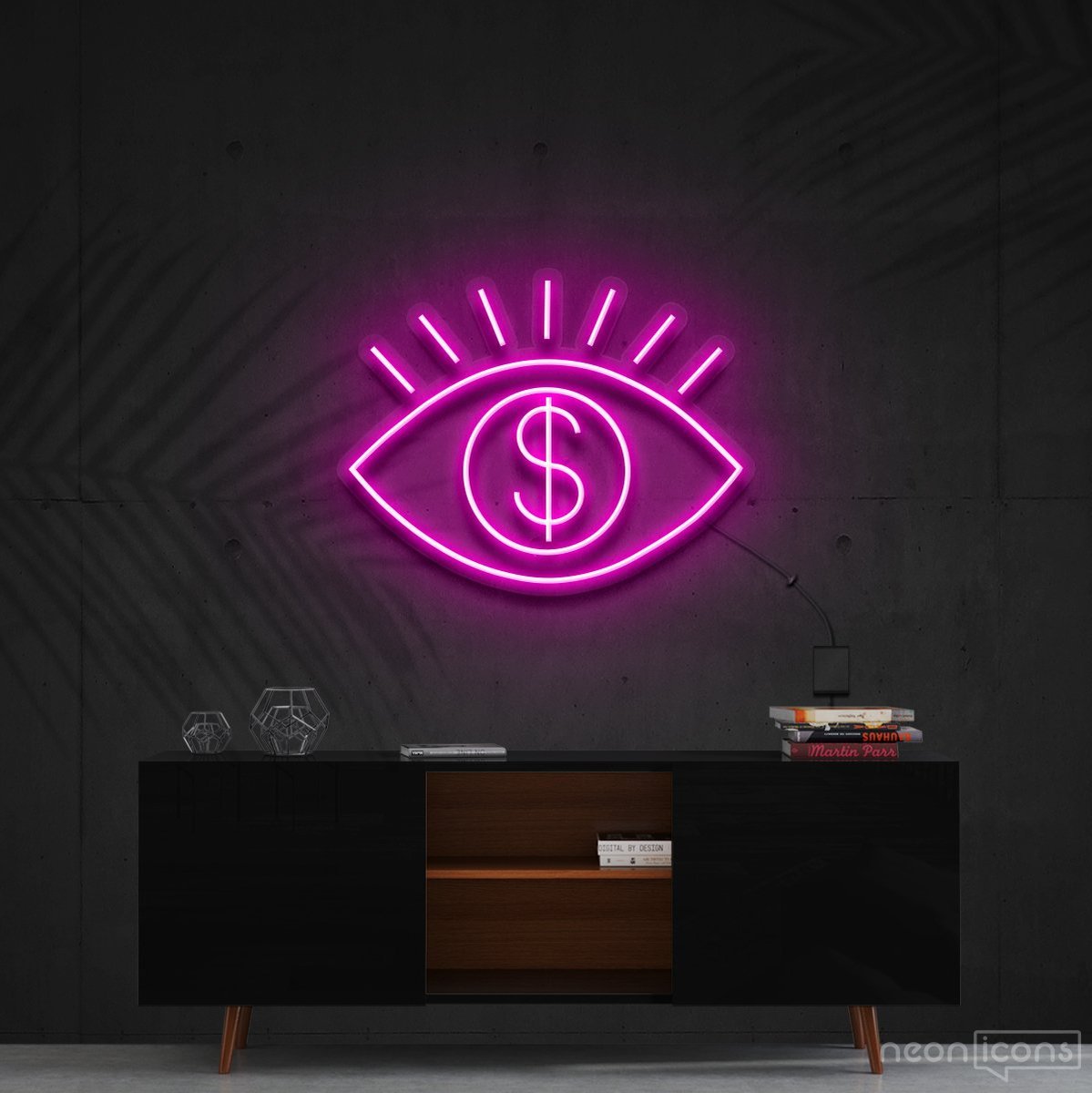"All Eye See Is Money" Neon Sign 60cm (2ft) / Pink / Cut to Shape by Neon Icons
