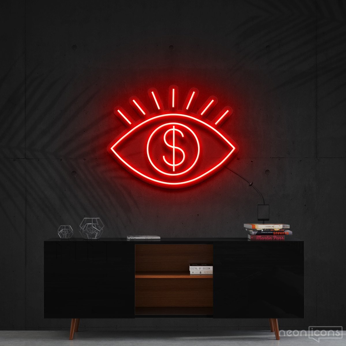 "All Eye See Is Money" Neon Sign 60cm (2ft) / Red / Cut to Shape by Neon Icons