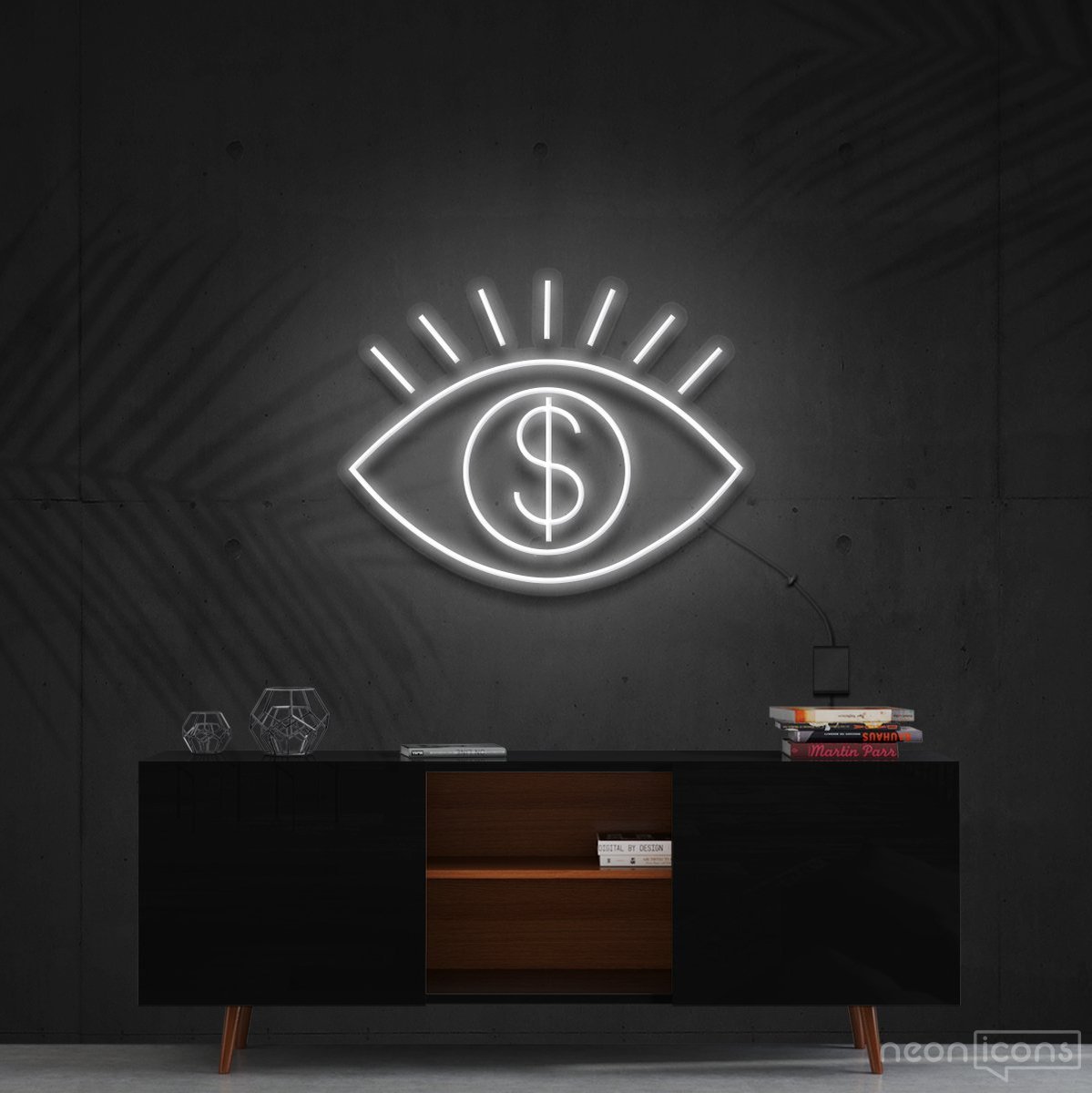 "All Eye See Is Money" Neon Sign 60cm (2ft) / White / Cut to Shape by Neon Icons