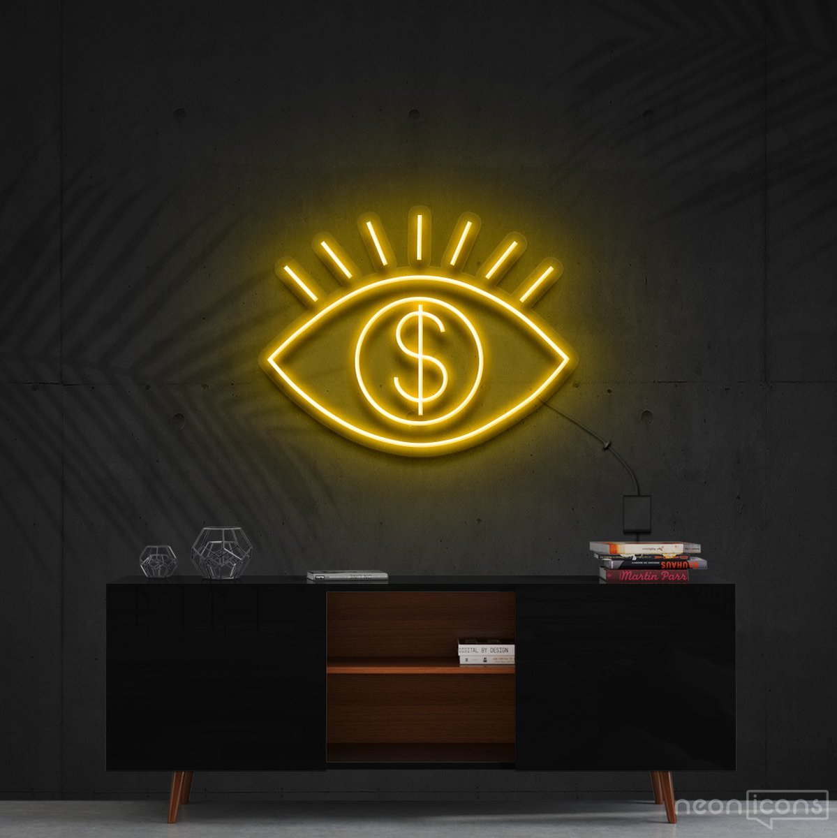 "All Eye See Is Money" Neon Sign 60cm (2ft) / Yellow / Cut to Shape by Neon Icons
