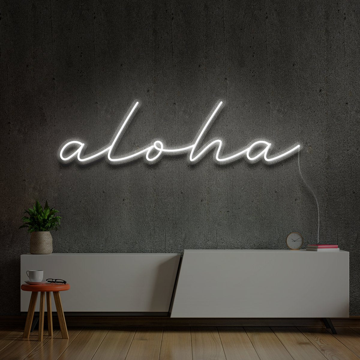 "Aloha" Neon Sign 60cm (2ft) / White / LED Neon by Neon Icons