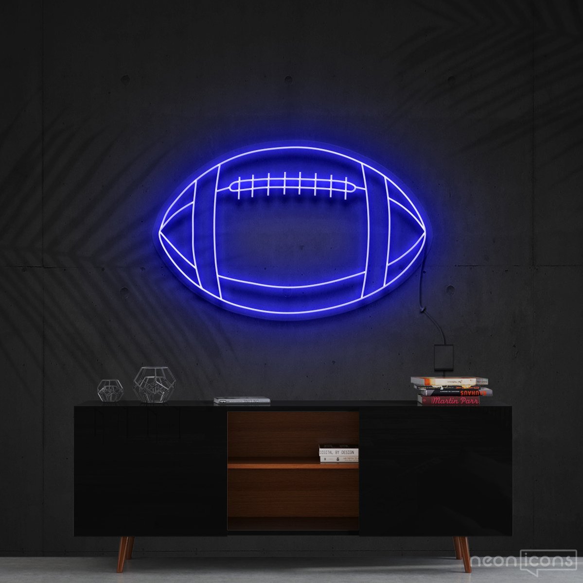 "American Football" Neon Sign 60cm (2ft) / Blue / Cut to Shape by Neon Icons