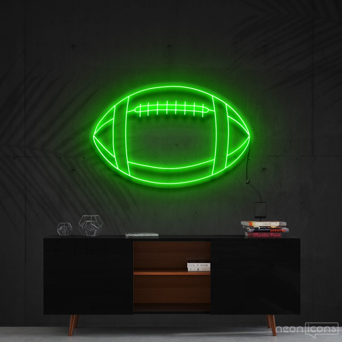 "American Football" Neon Sign 60cm (2ft) / Green / Cut to Shape by Neon Icons