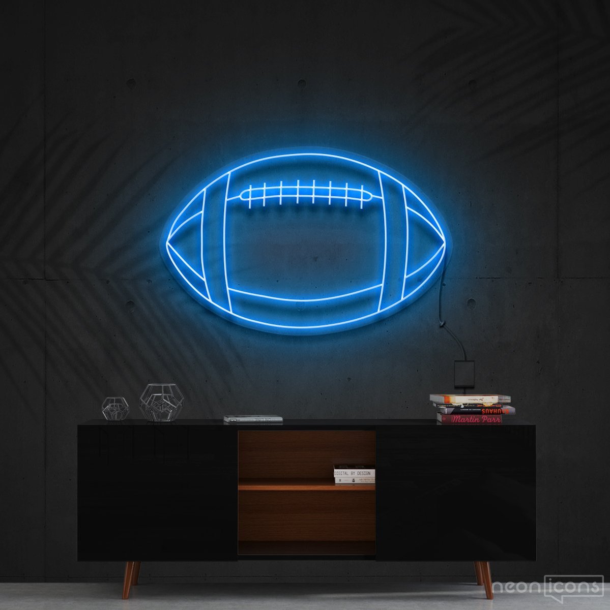 "American Football" Neon Sign 60cm (2ft) / Ice Blue / Cut to Shape by Neon Icons