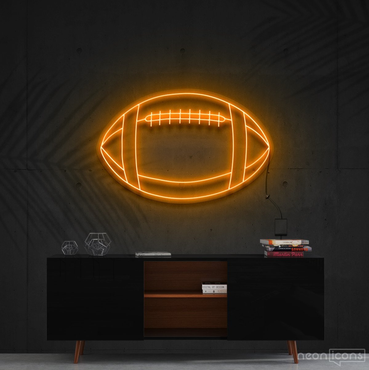 "American Football" Neon Sign 60cm (2ft) / Orange / Cut to Shape by Neon Icons