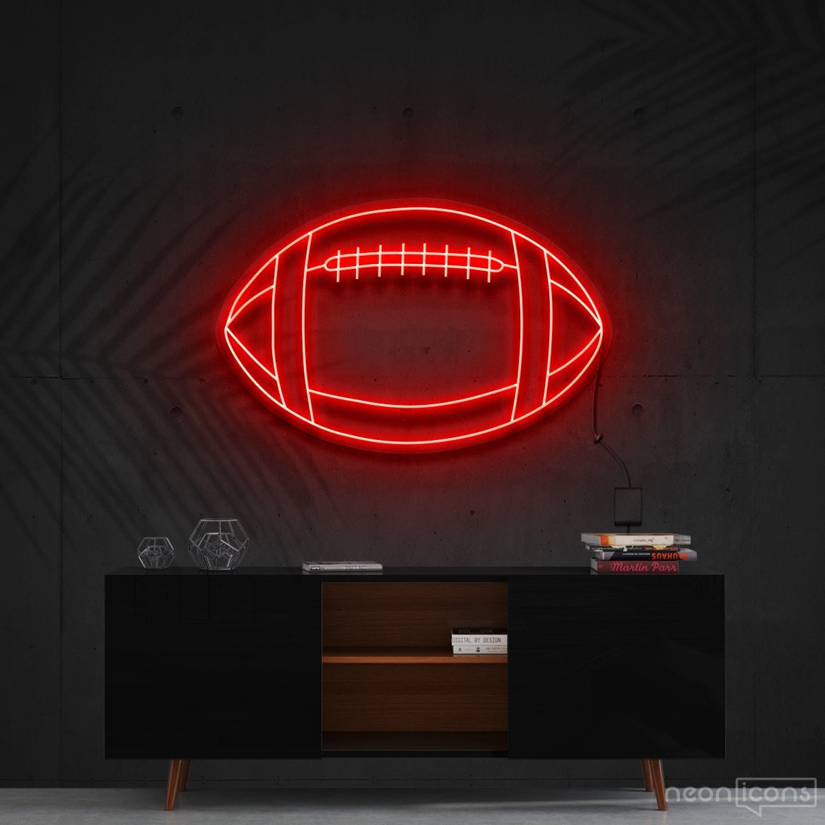 "American Football" Neon Sign 60cm (2ft) / Red / Cut to Shape by Neon Icons