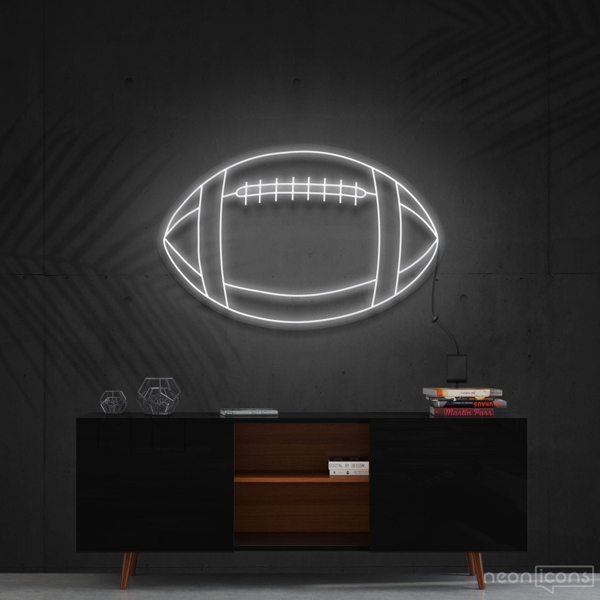 "American Football" Neon Sign 60cm (2ft) / White / Cut to Shape by Neon Icons