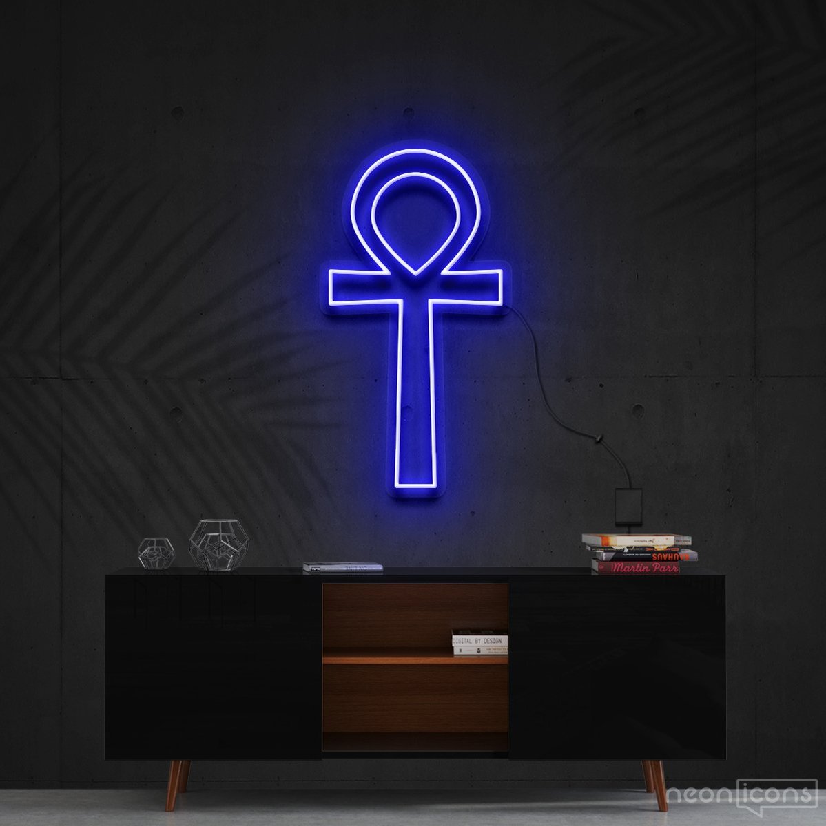 "Ankh" Neon Sign 60cm (2ft) / Blue / Cut to Shape by Neon Icons