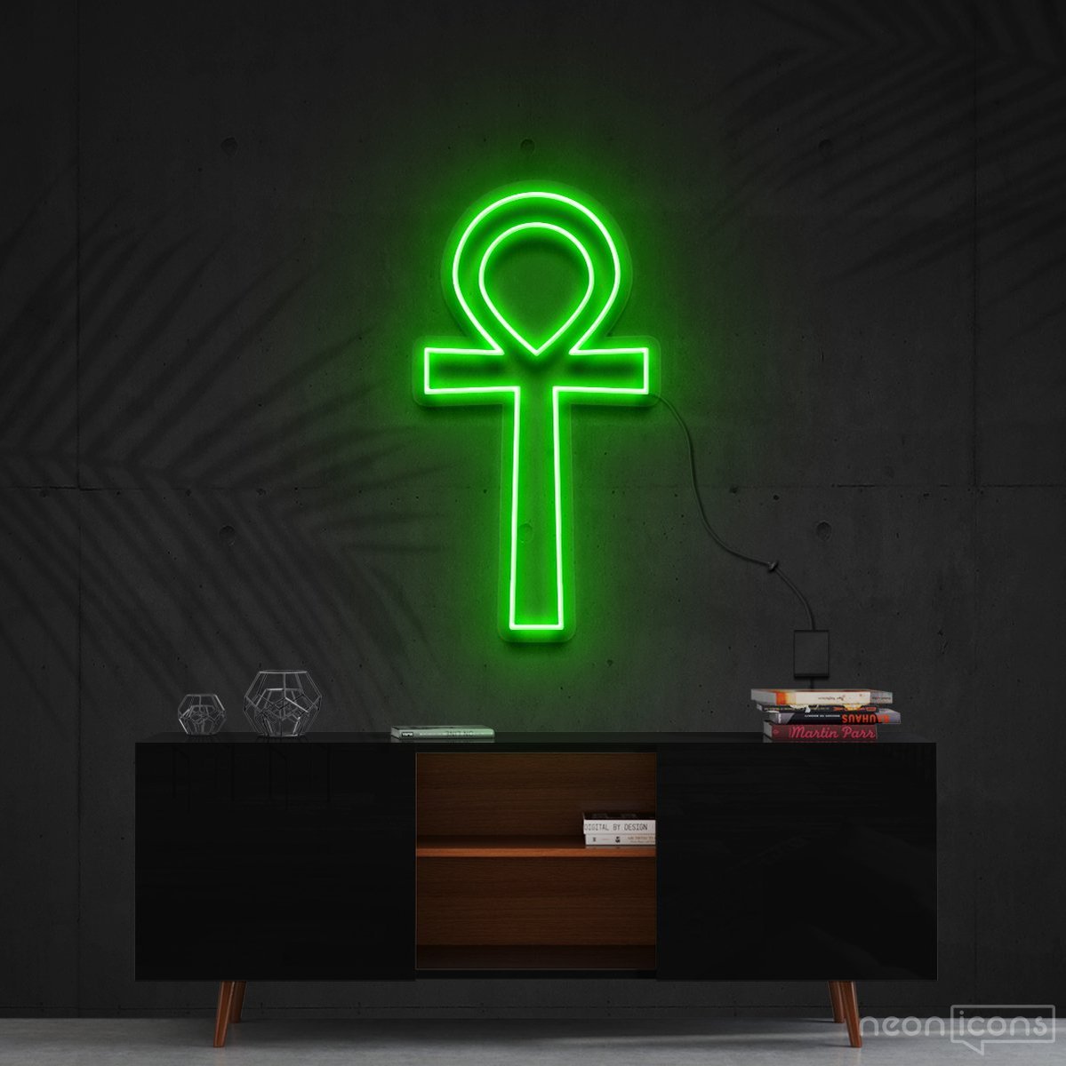 "Ankh" Neon Sign 60cm (2ft) / Green / Cut to Shape by Neon Icons