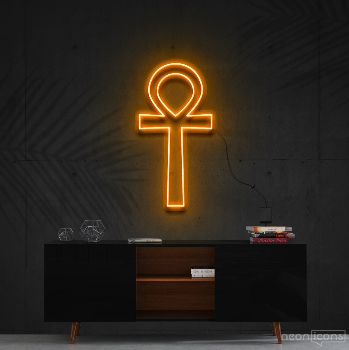 "Ankh" Neon Sign 60cm (2ft) / Orange / Cut to Shape by Neon Icons