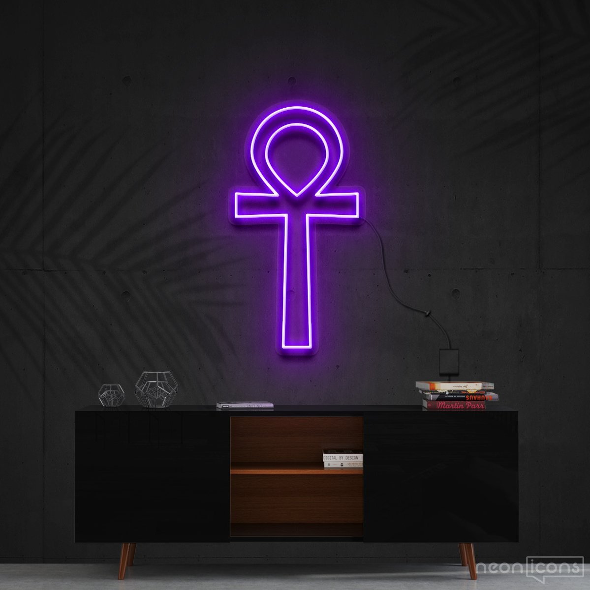 "Ankh" Neon Sign 60cm (2ft) / Purple / Cut to Shape by Neon Icons