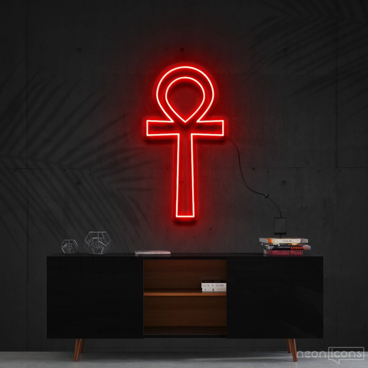 "Ankh" Neon Sign 60cm (2ft) / Red / Cut to Shape by Neon Icons