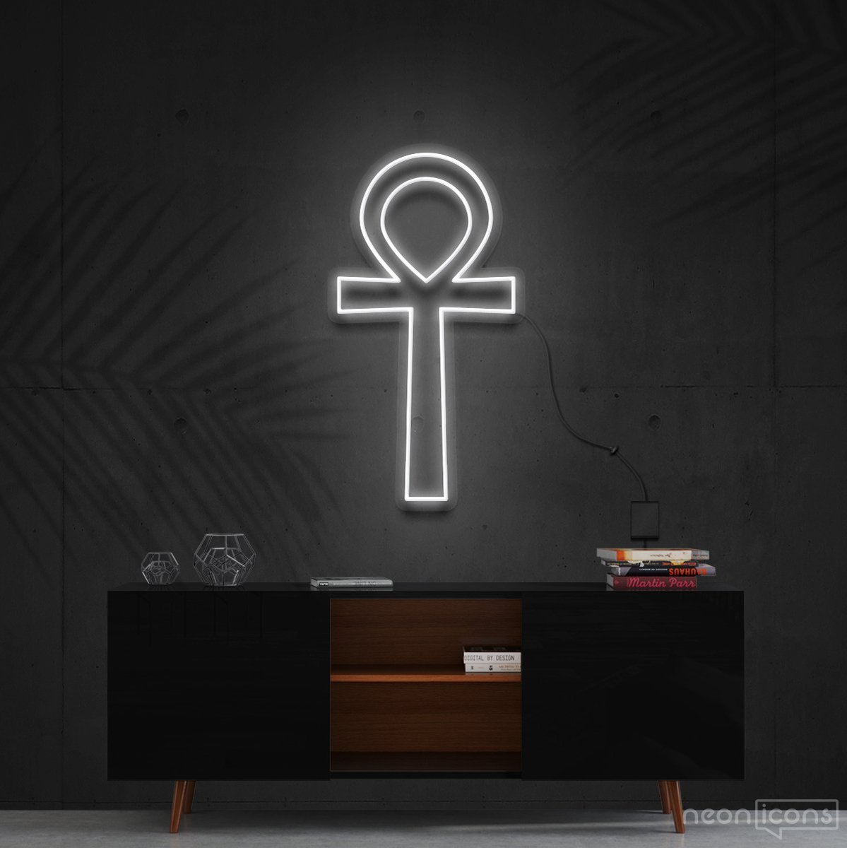 "Ankh" Neon Sign 60cm (2ft) / White / Cut to Shape by Neon Icons