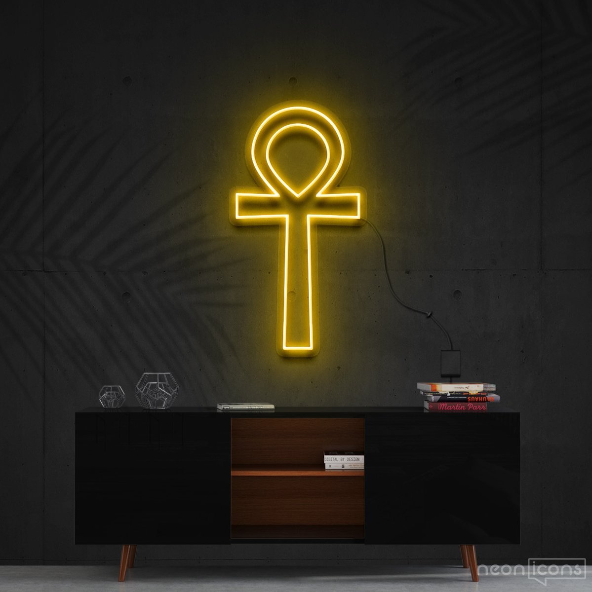 "Ankh" Neon Sign 60cm (2ft) / Yellow / Cut to Shape by Neon Icons
