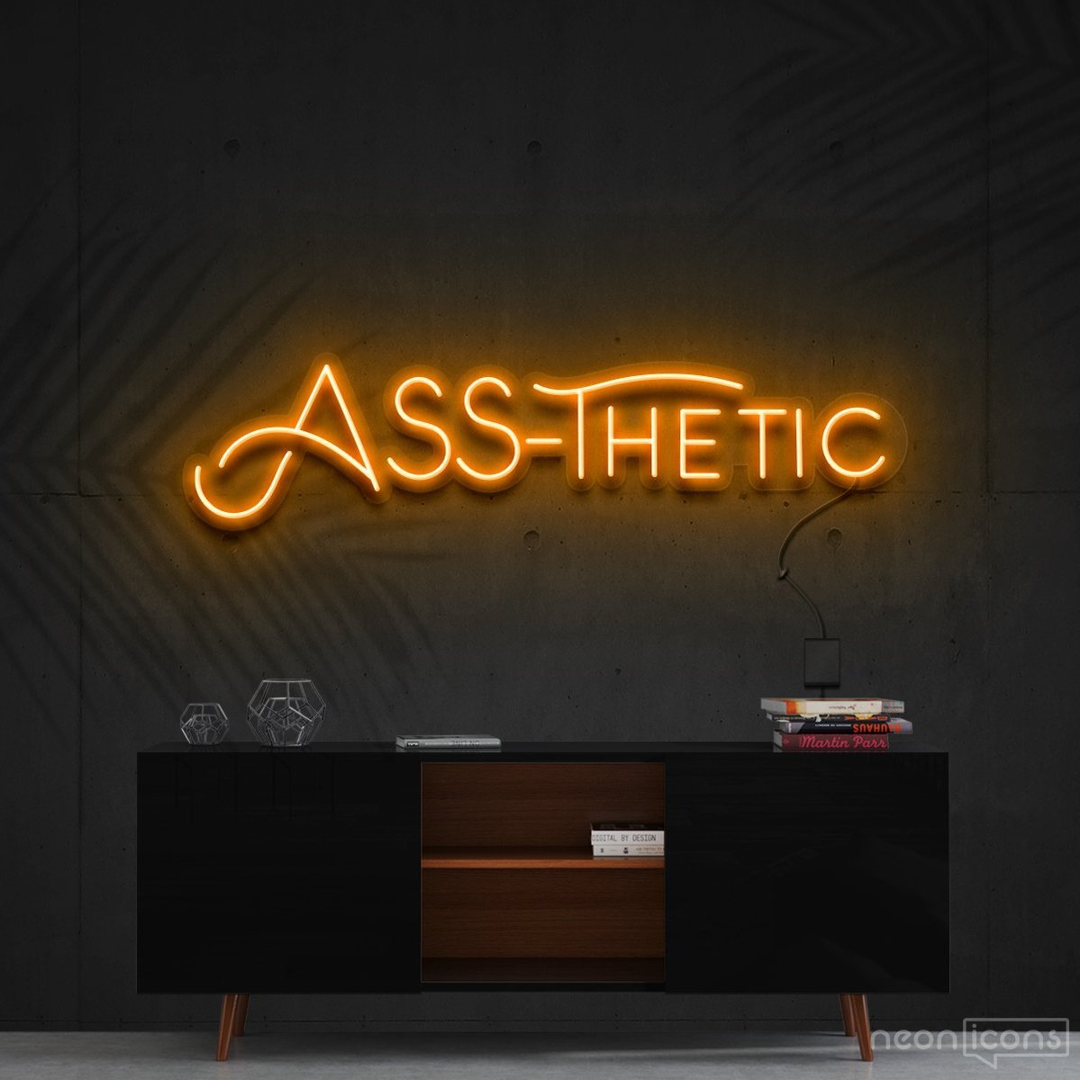 "Ass-Thetic" Neon Sign 60cm (2ft) / Orange / Cut to Shape by Neon Icons