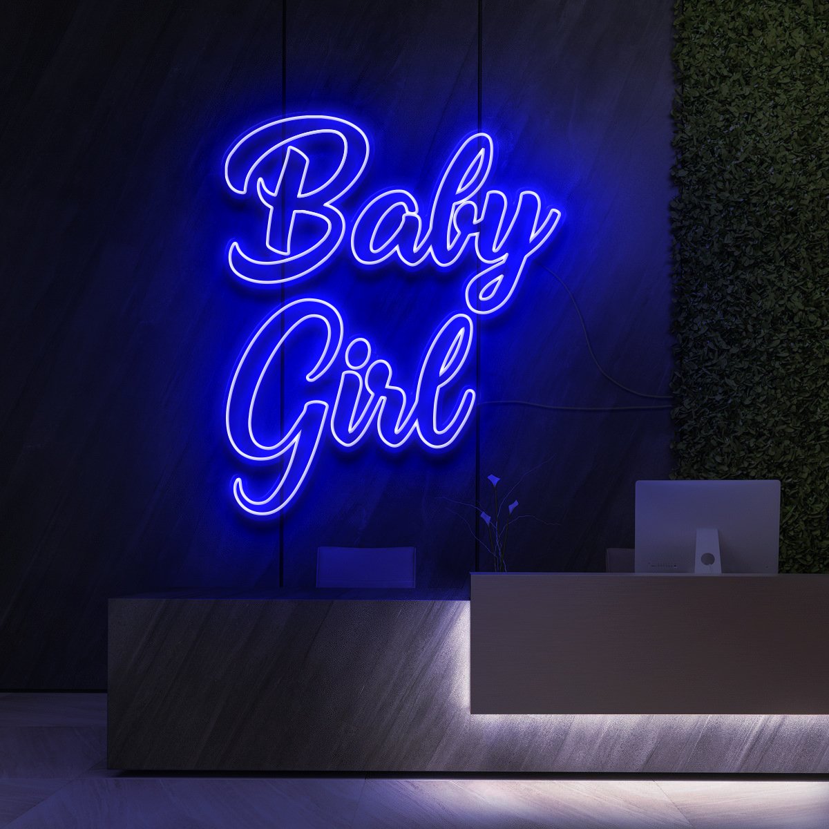 "Baby Girl" Neon Sign for Beauty Salons & Cosmetic Studios 90cm (3ft) / Blue / LED Neon by Neon Icons