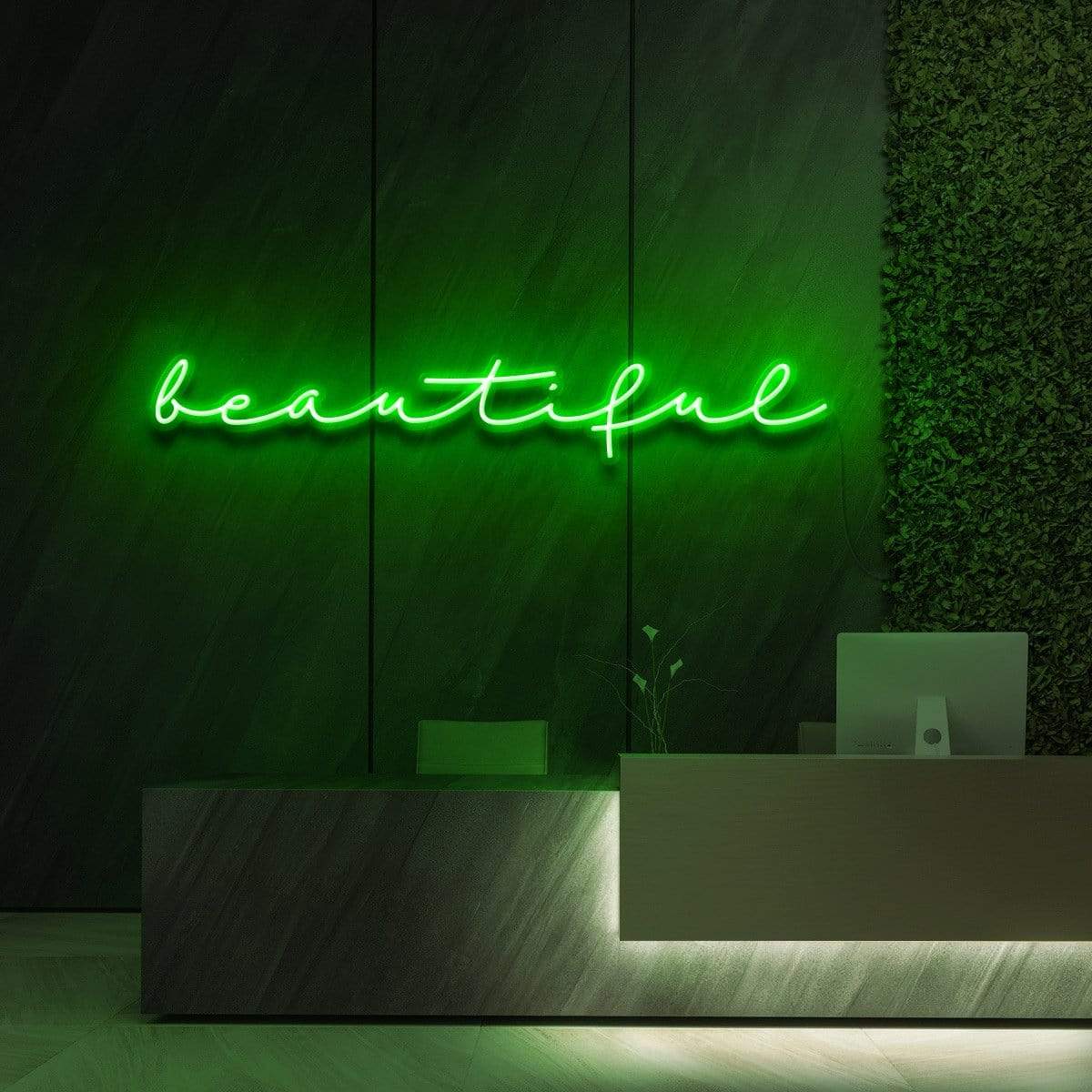 "Beautiful" Neon Sign for Beauty & Cosmetic Studios 90cm (3ft) / Green / LED Neon by Neon Icons