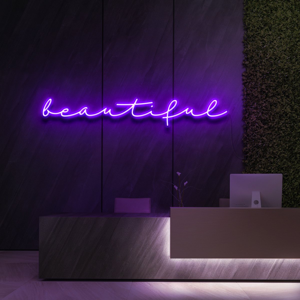 "Beautiful" Neon Sign for Beauty Salons & Cosmetic Studios by Neon Icons