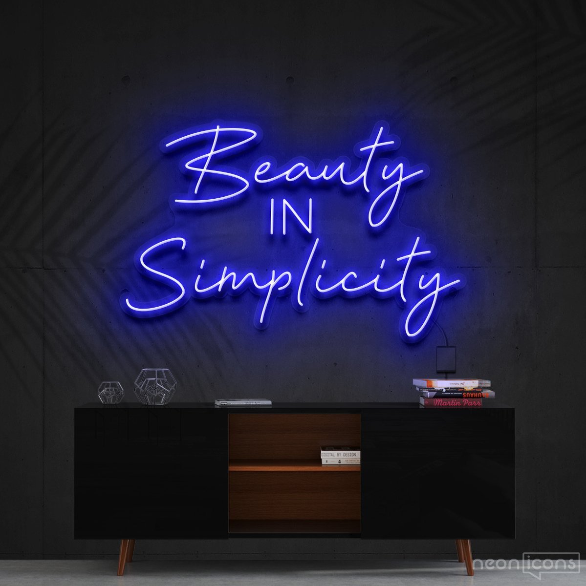 "Beauty in Simplicity" Neon Sign 60cm (2ft) / Blue / Cut to Shape by Neon Icons
