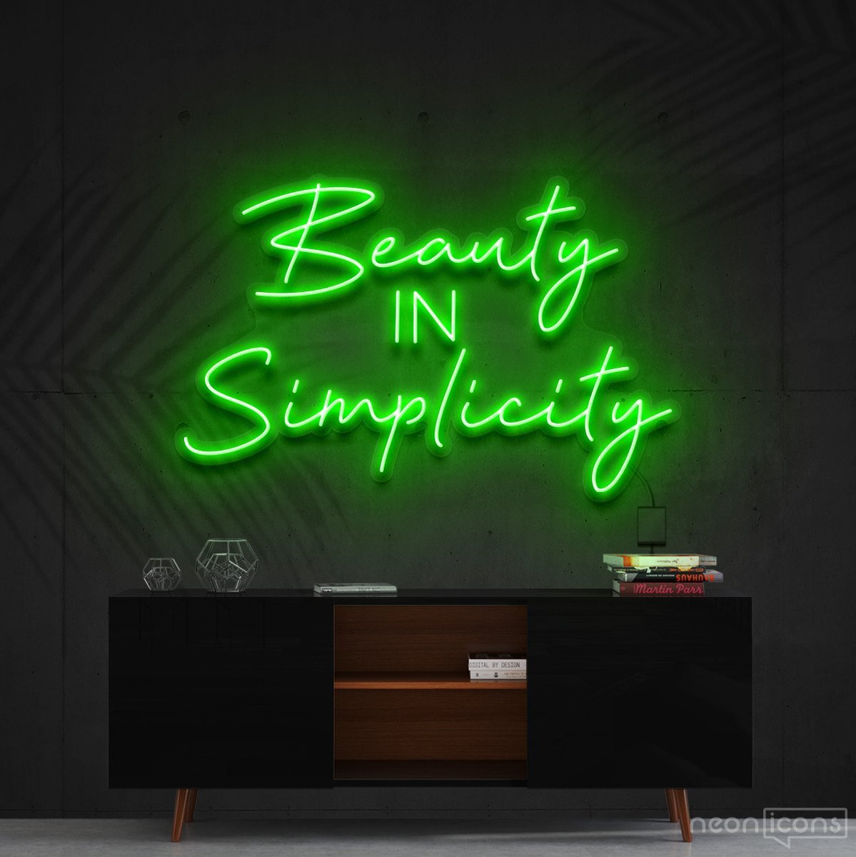 "Beauty in Simplicity" Neon Sign 60cm (2ft) / Green / Cut to Shape by Neon Icons