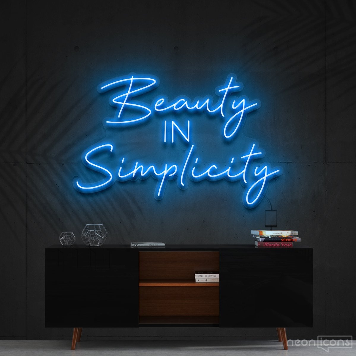 "Beauty in Simplicity" Neon Sign 60cm (2ft) / Ice Blue / Cut to Shape by Neon Icons