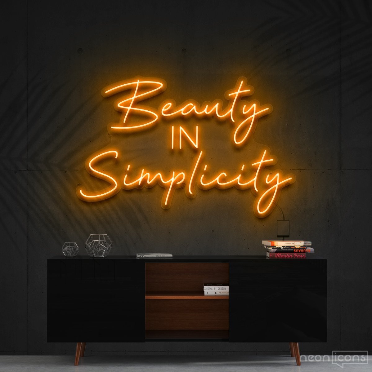 "Beauty in Simplicity" Neon Sign 60cm (2ft) / Orange / Cut to Shape by Neon Icons