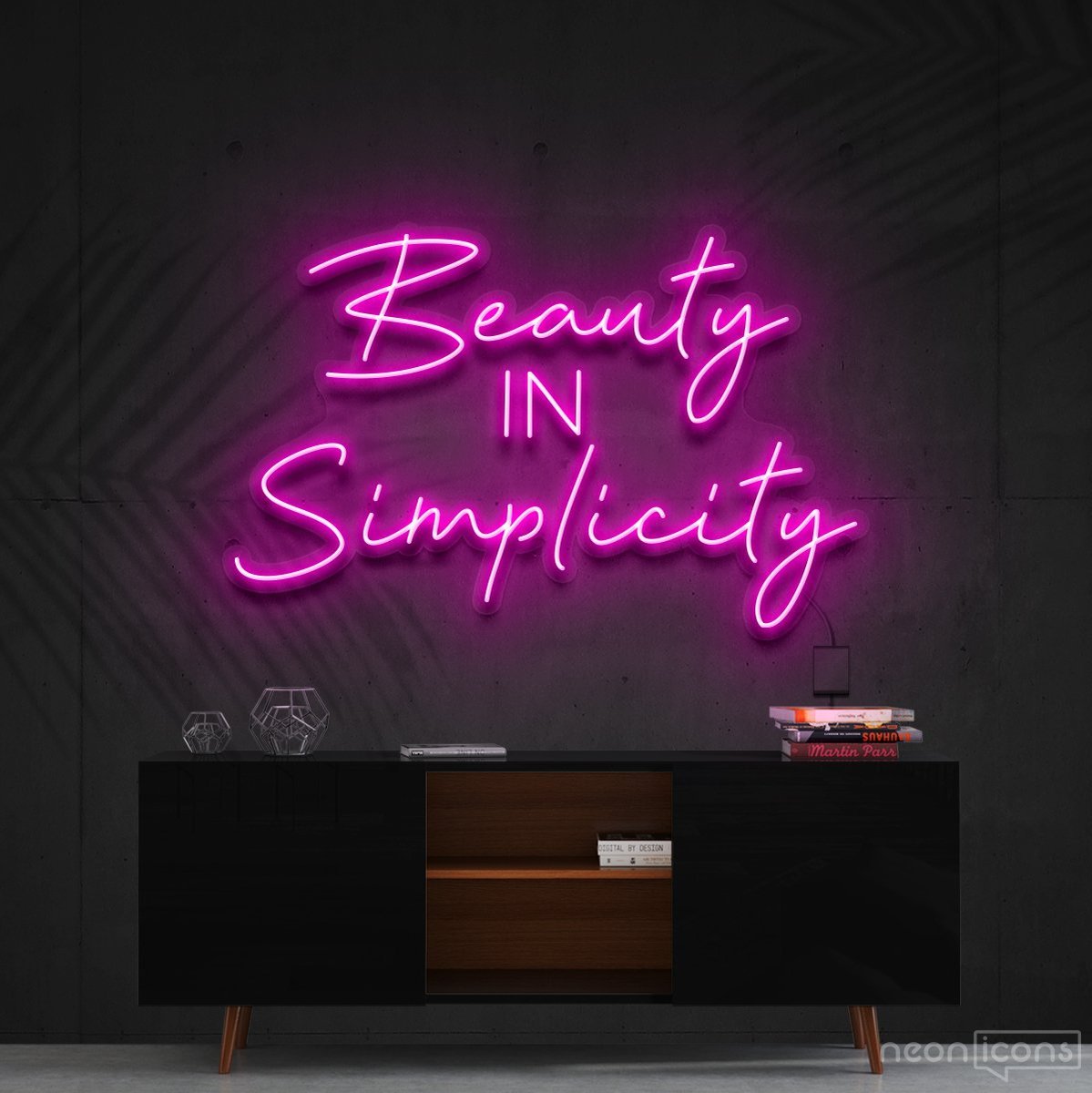"Beauty in Simplicity" Neon Sign 60cm (2ft) / Pink / Cut to Shape by Neon Icons