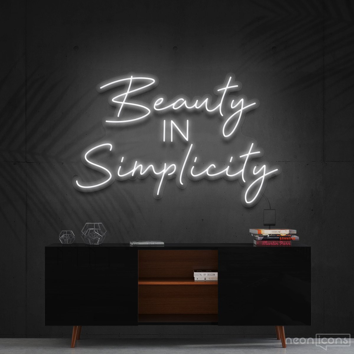 "Beauty in Simplicity" Neon Sign 60cm (2ft) / White / Cut to Shape by Neon Icons