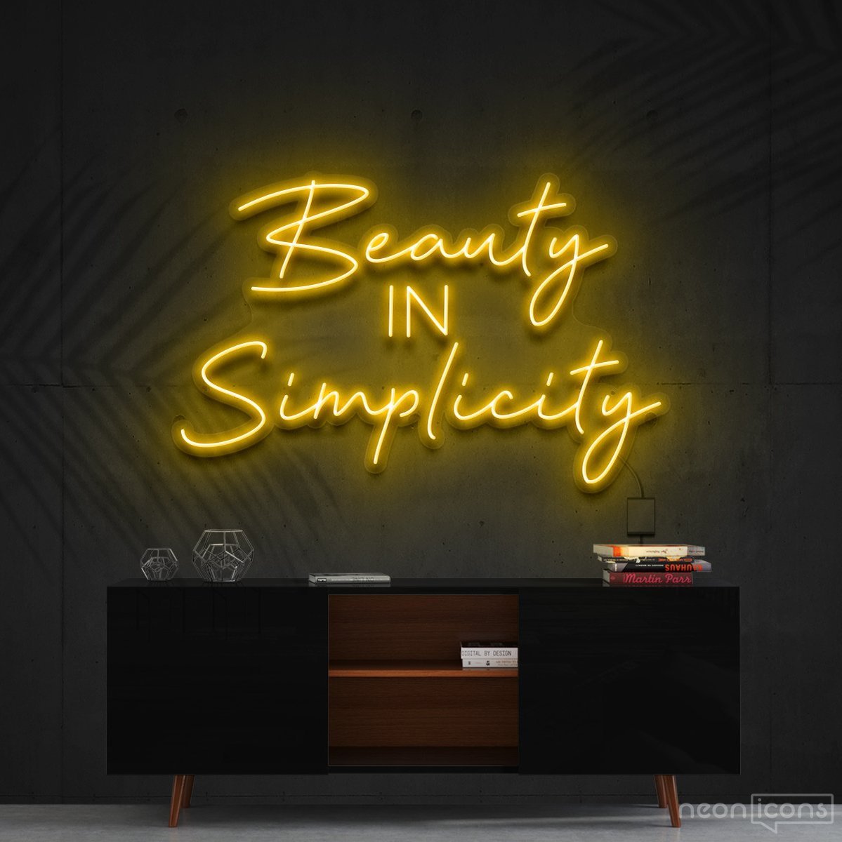 "Beauty in Simplicity" Neon Sign 60cm (2ft) / Yellow / Cut to Shape by Neon Icons