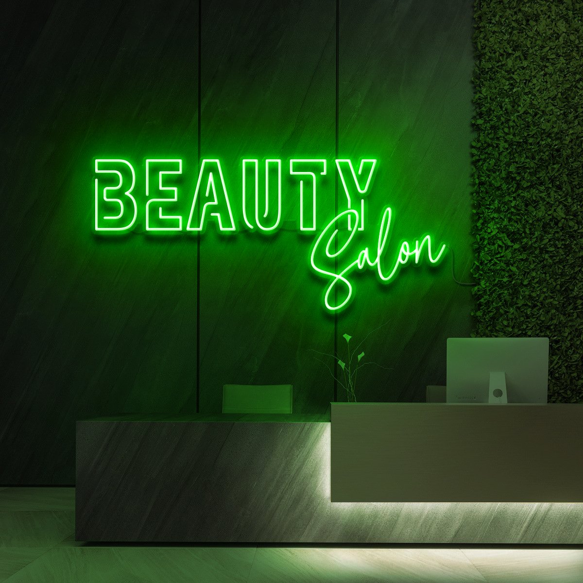 "Beauty Salon" Neon Sign for Beauty Salons & Cosmetic Studios 90cm (3ft) / Green / LED Neon by Neon Icons