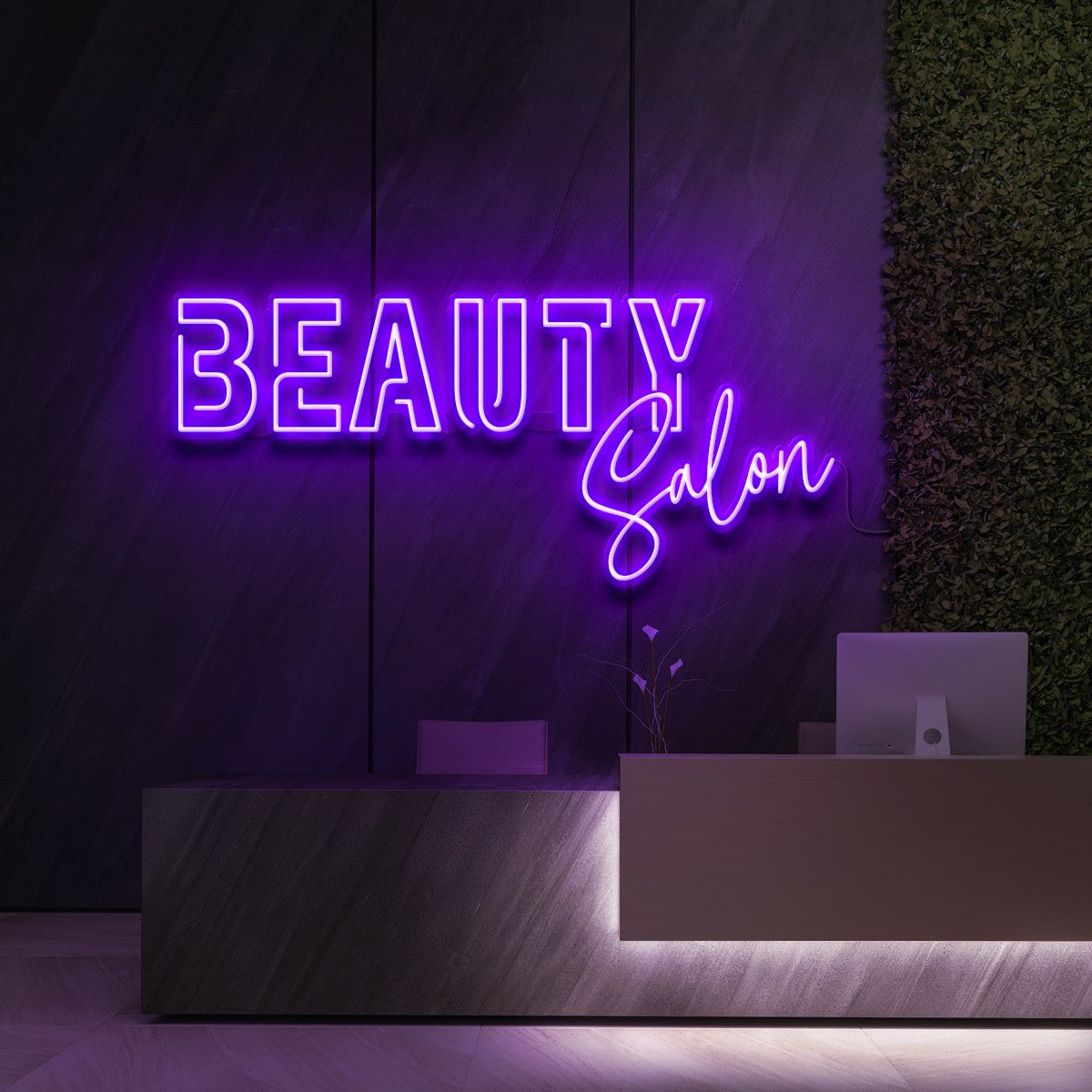 "Beauty Salon" Neon Sign for Beauty Salons & Cosmetic Studios 90cm (3ft) / Purple / LED Neon by Neon Icons