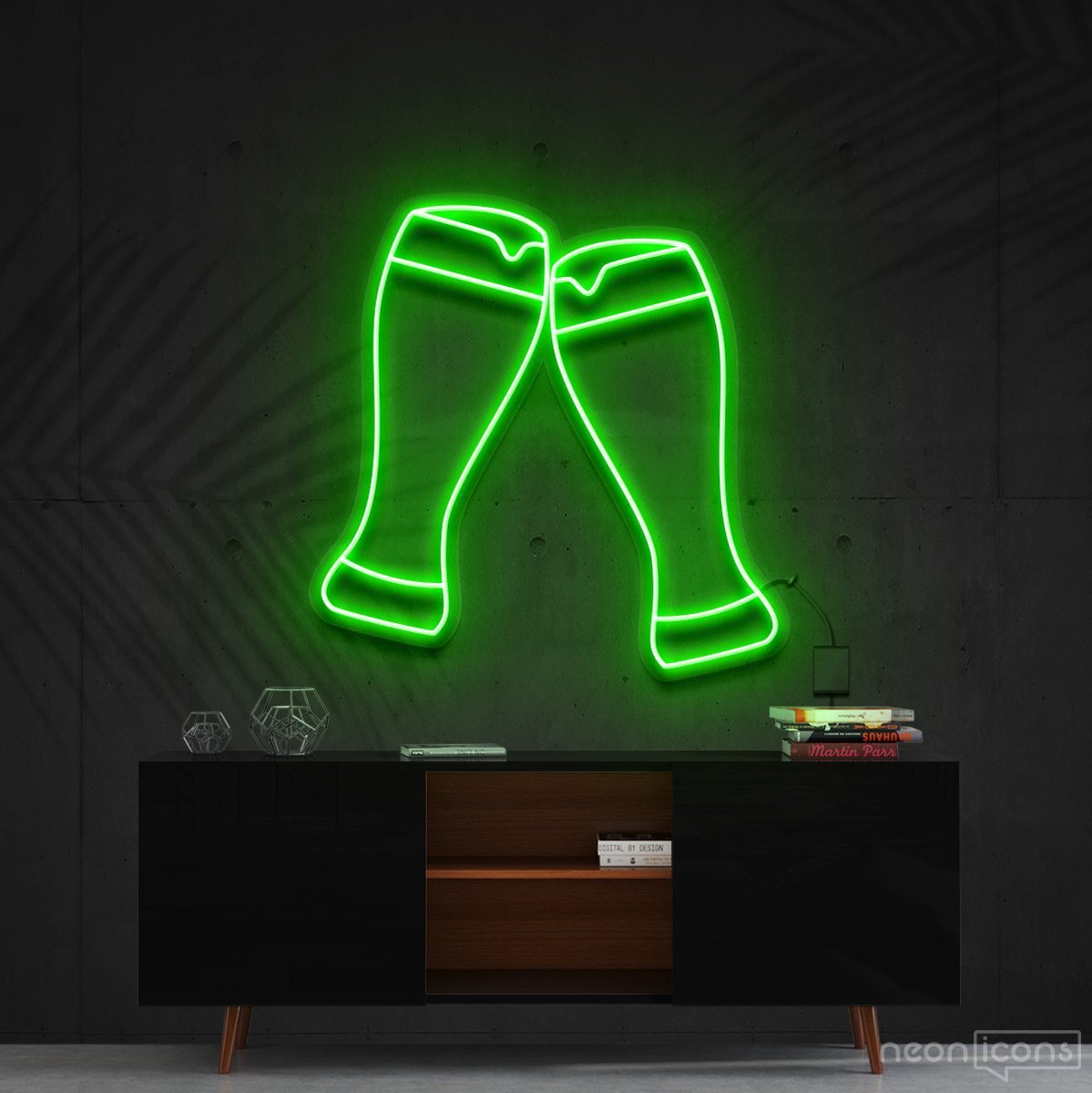 "Beer Cheers" Neon Sign 60cm (2ft) / Green / Cut to Shape by Neon Icons