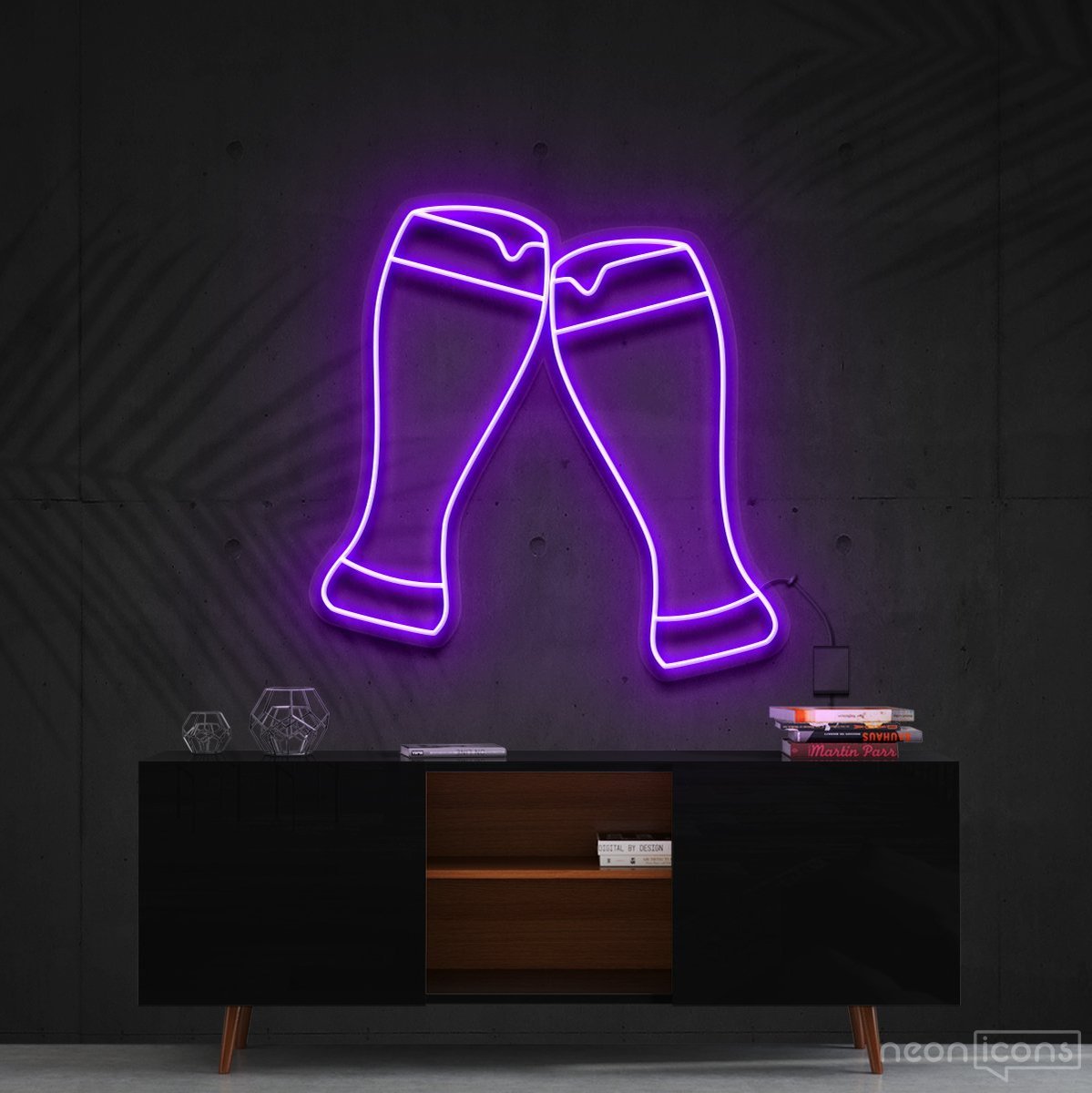 "Beer Cheers" Neon Sign 60cm (2ft) / Purple / Cut to Shape by Neon Icons