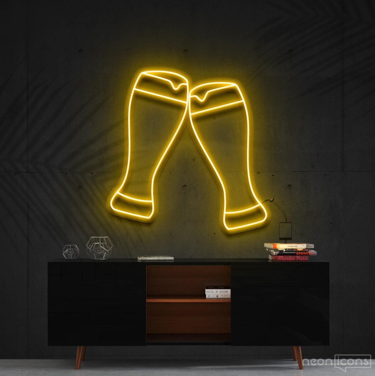 "Beer Cheers" Neon Sign 60cm (2ft) / Yellow / Cut to Shape by Neon Icons
