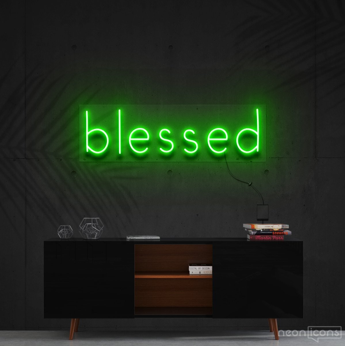 "Blessed" Neon Sign 60cm (2ft) / Green / Cut to Shape by Neon Icons