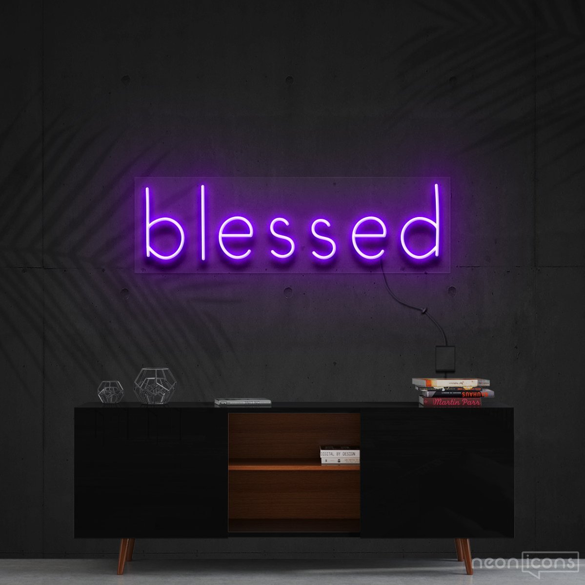 "Blessed" Neon Sign 60cm (2ft) / Purple / Cut to Shape by Neon Icons